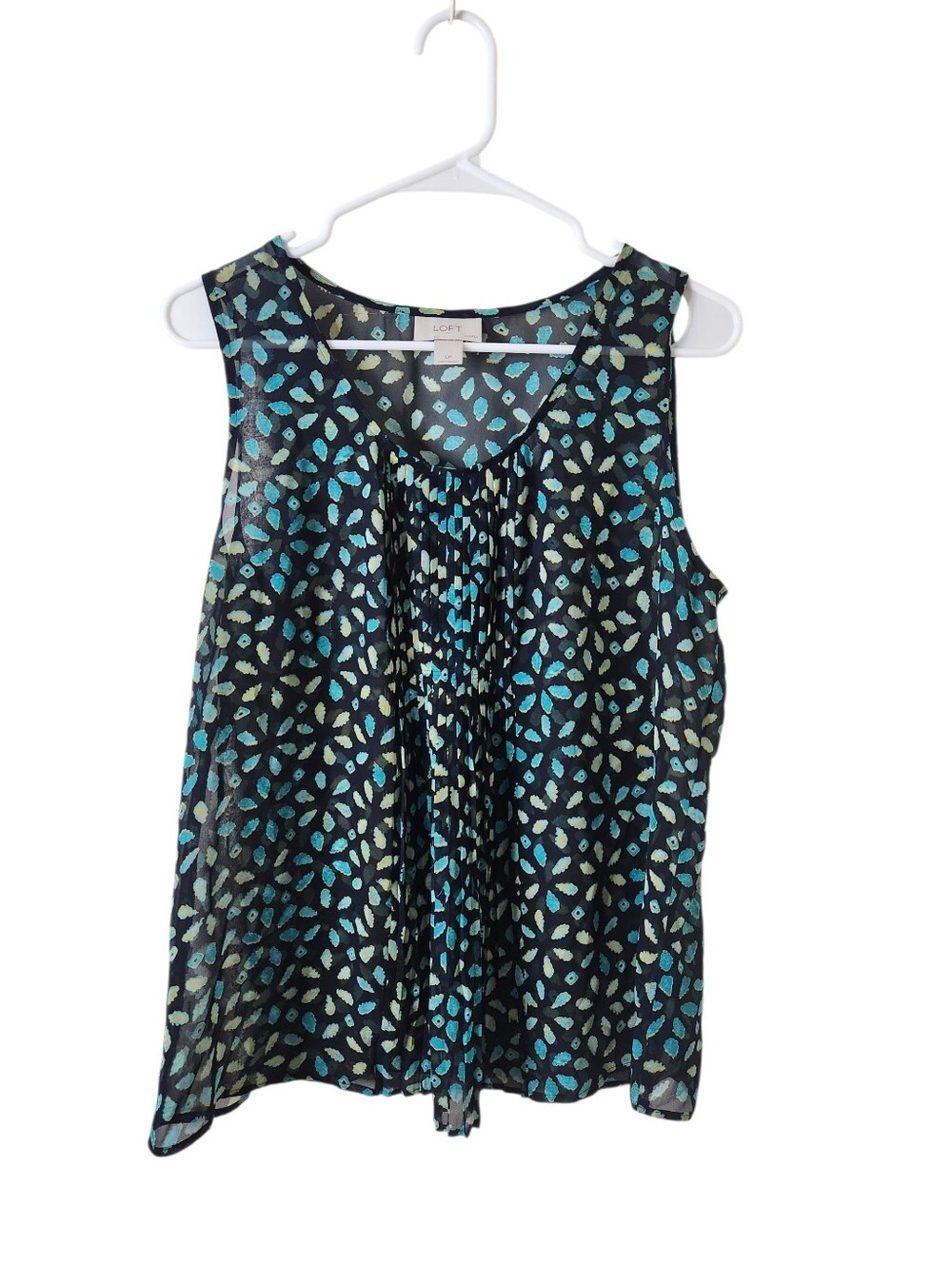 Loft Ruched Geometric Print Sleeveless Top